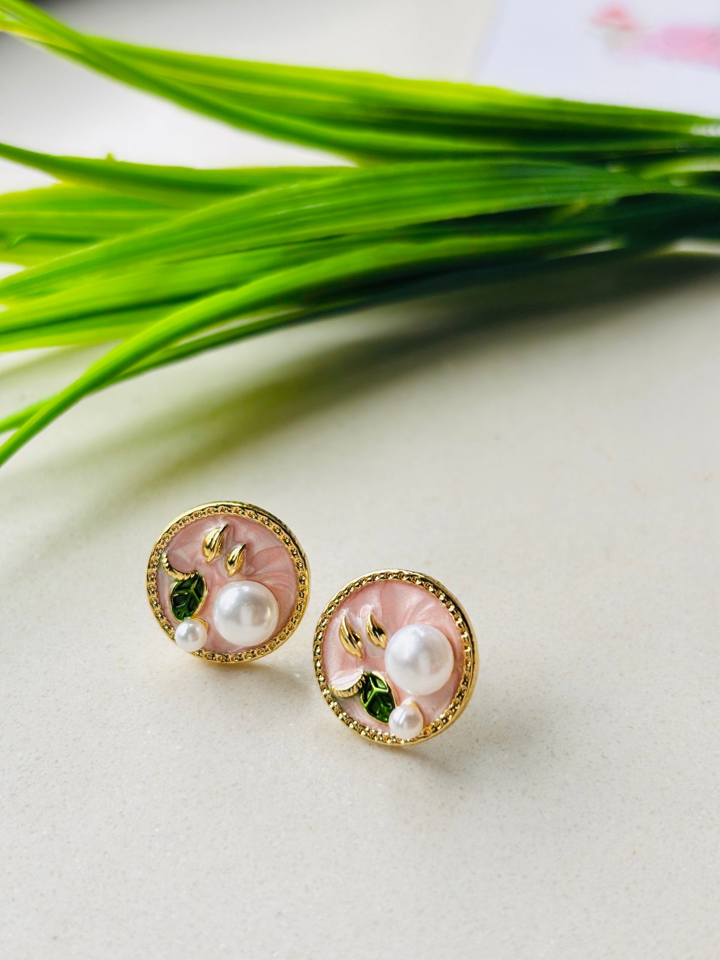 Vintage Pink Pearl Studs