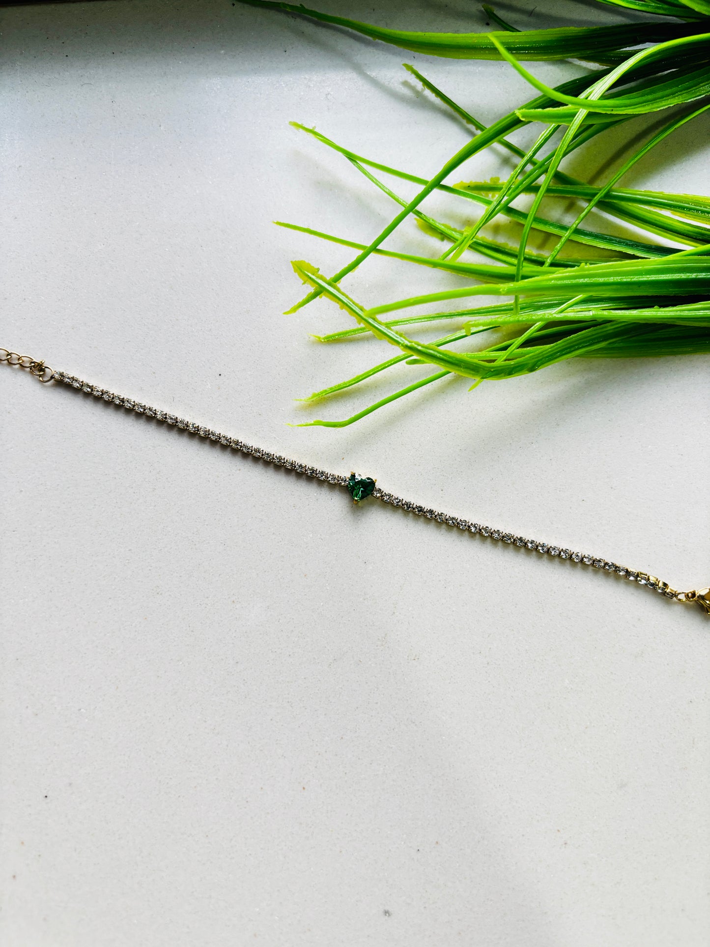 Green Heart Tennis Bracelet