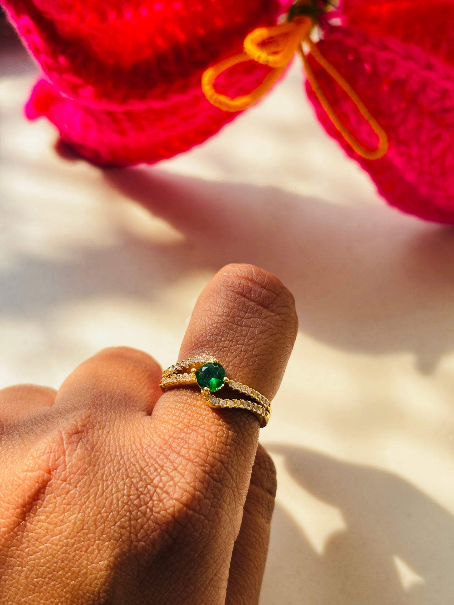 Emerald Infinity Ring