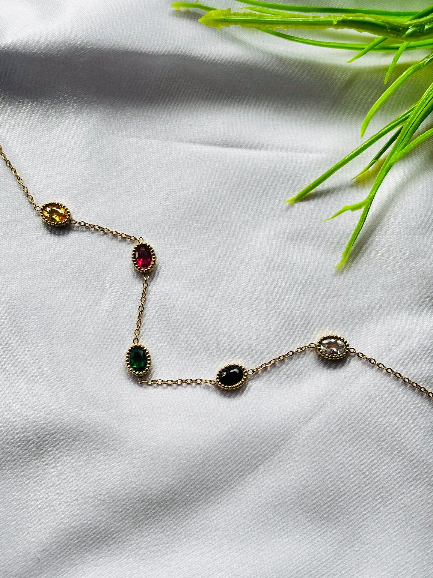 Multi stone minimal Chain Bracelet