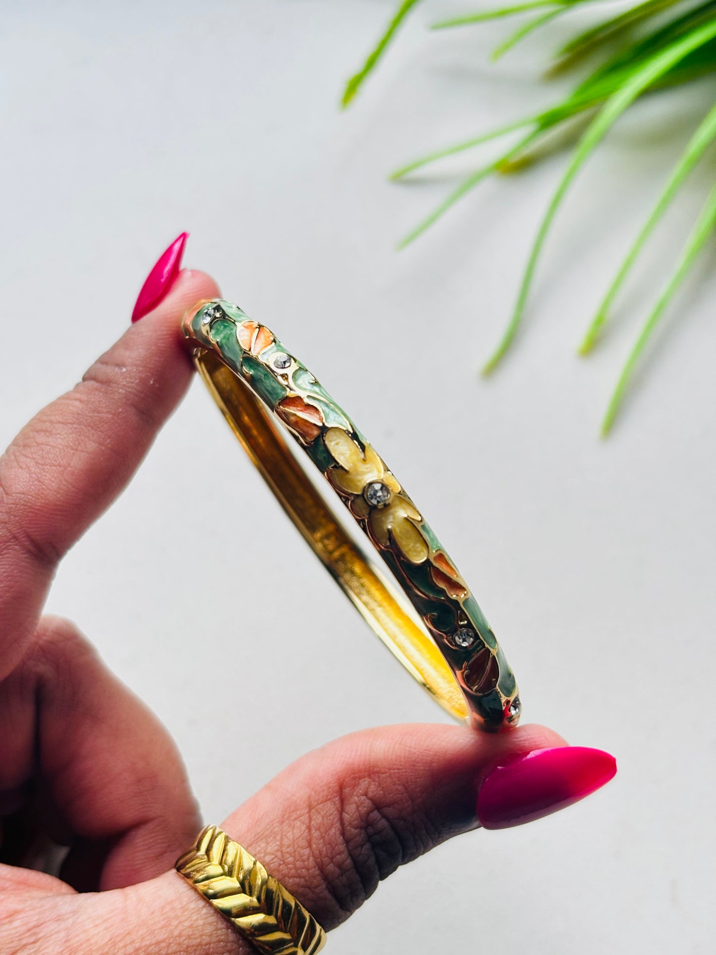 Green Meena Enamel Kada