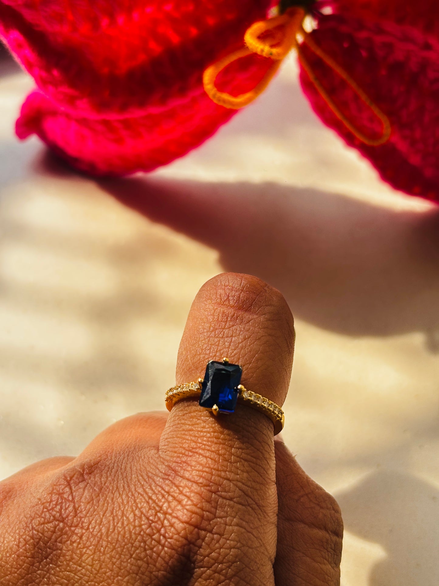 Blue Sapphire Aura Stone Ring