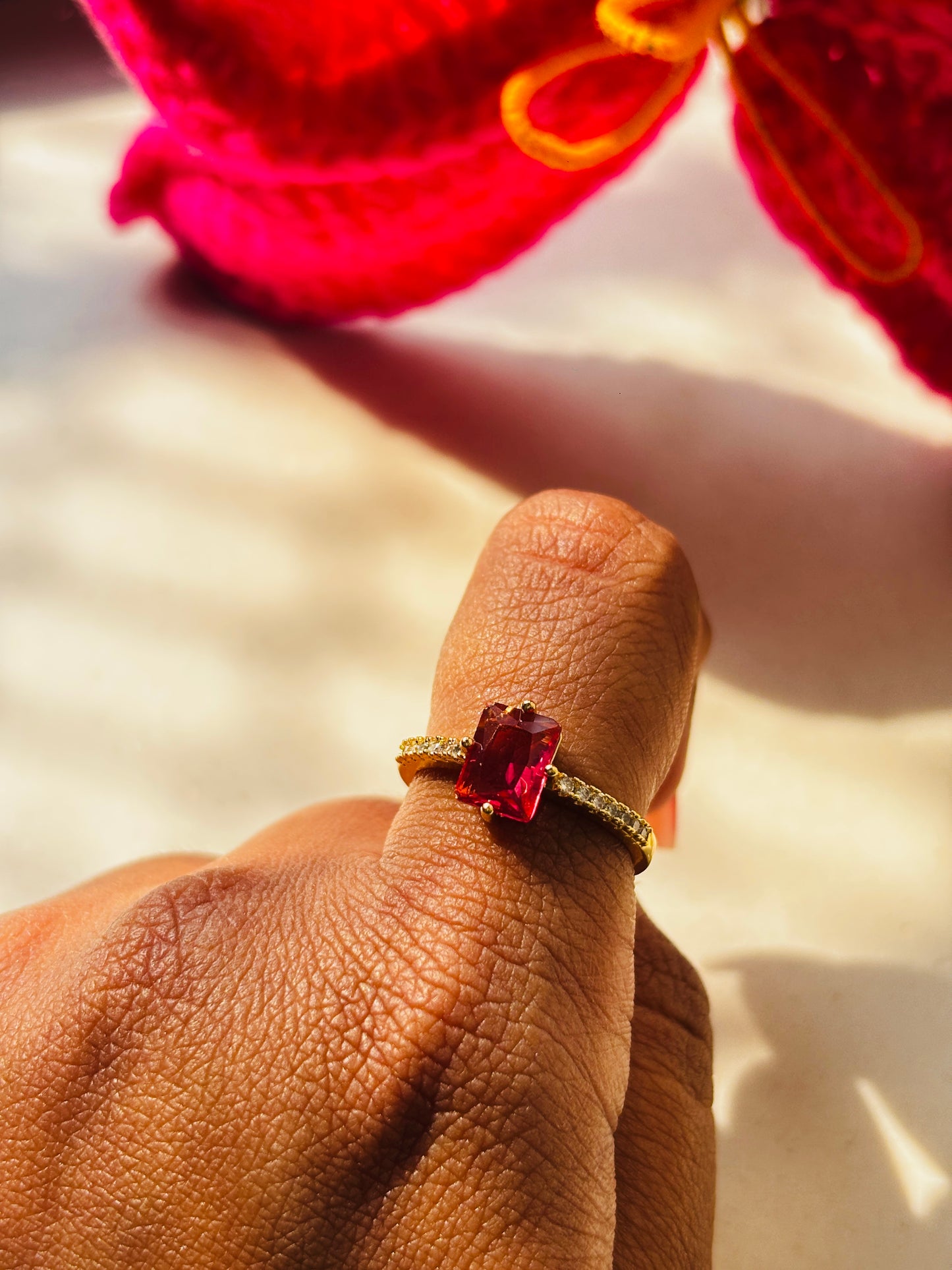 Rose Quartz Aura Stone Ring