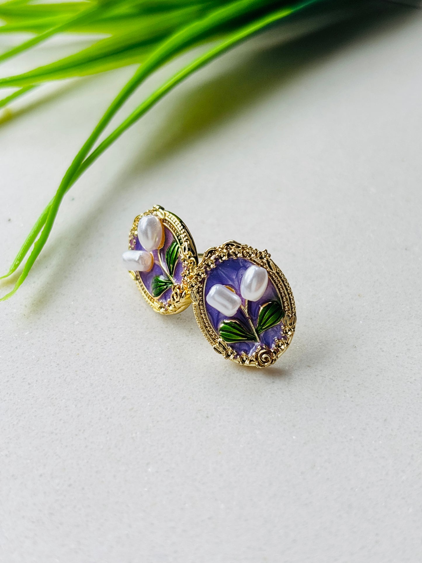 Vintage Purple Tulip Studs