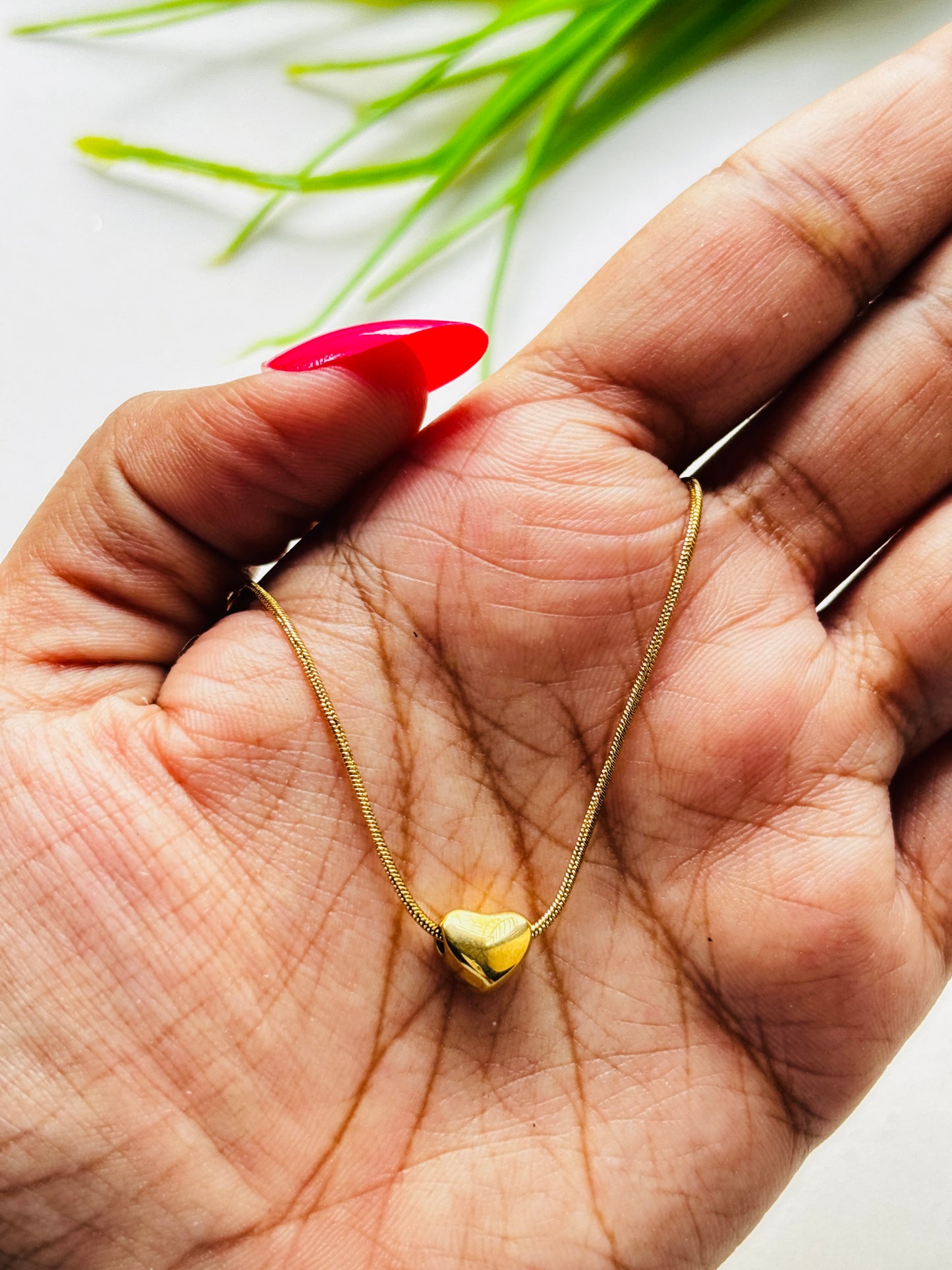 Snake Chain Necklace With a heart Pendant