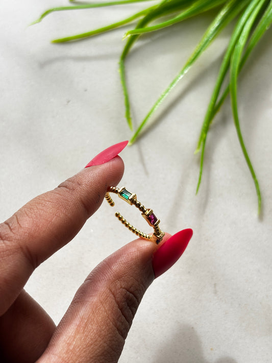 Multi Gem Baguette Stacking Ring