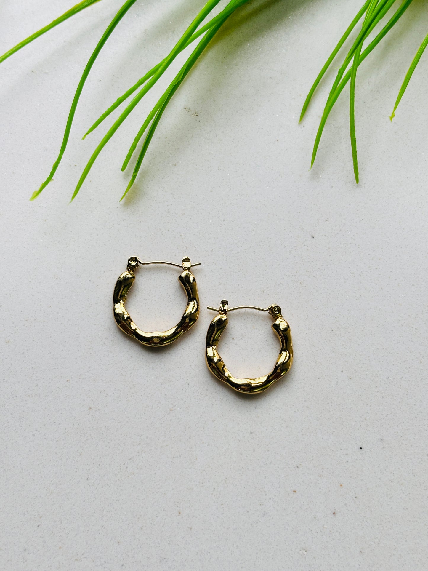 Textured Mini Gold Hoop Earrings