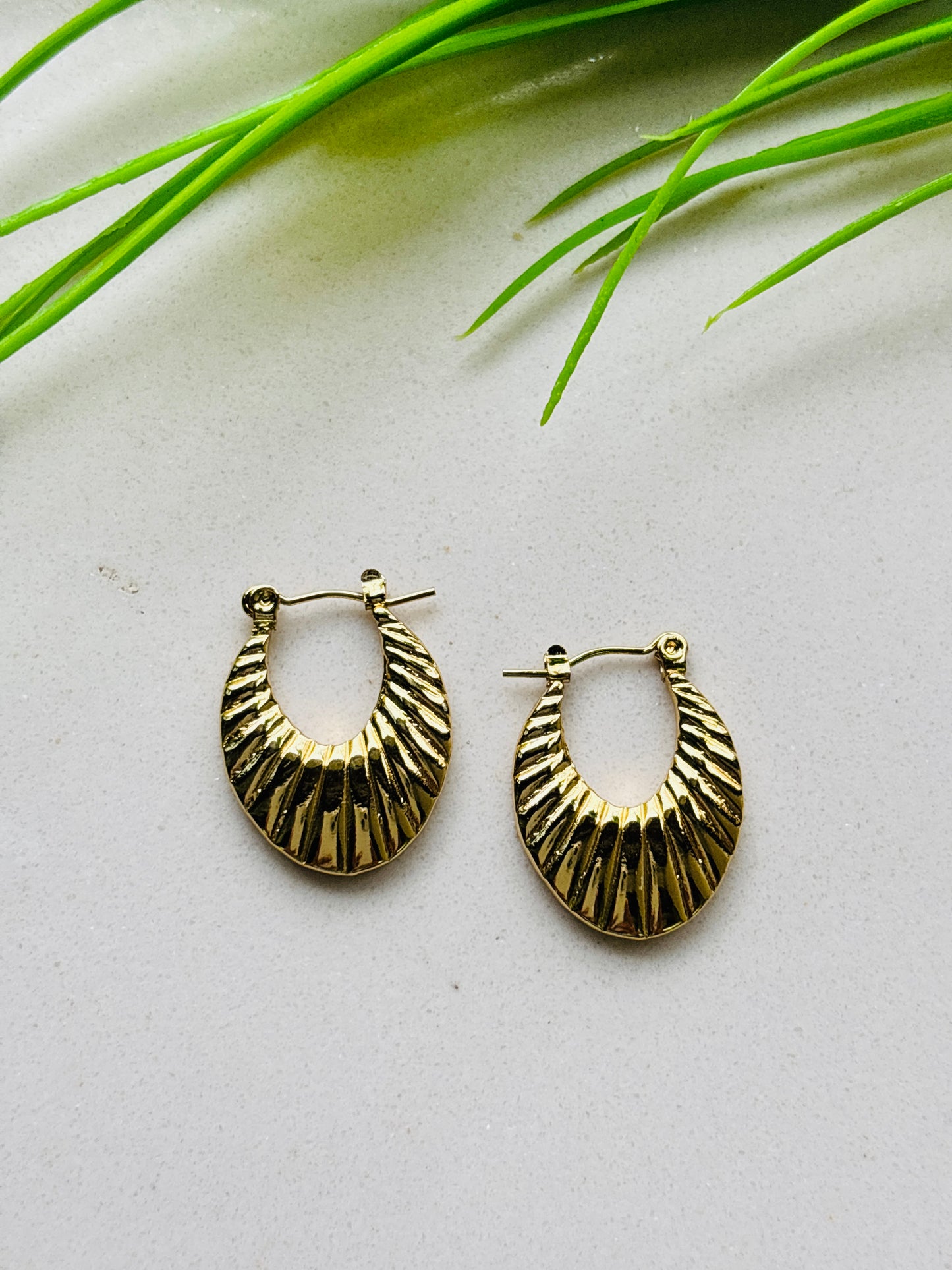 Radiant Groove Textured Gold Hoop Earrings