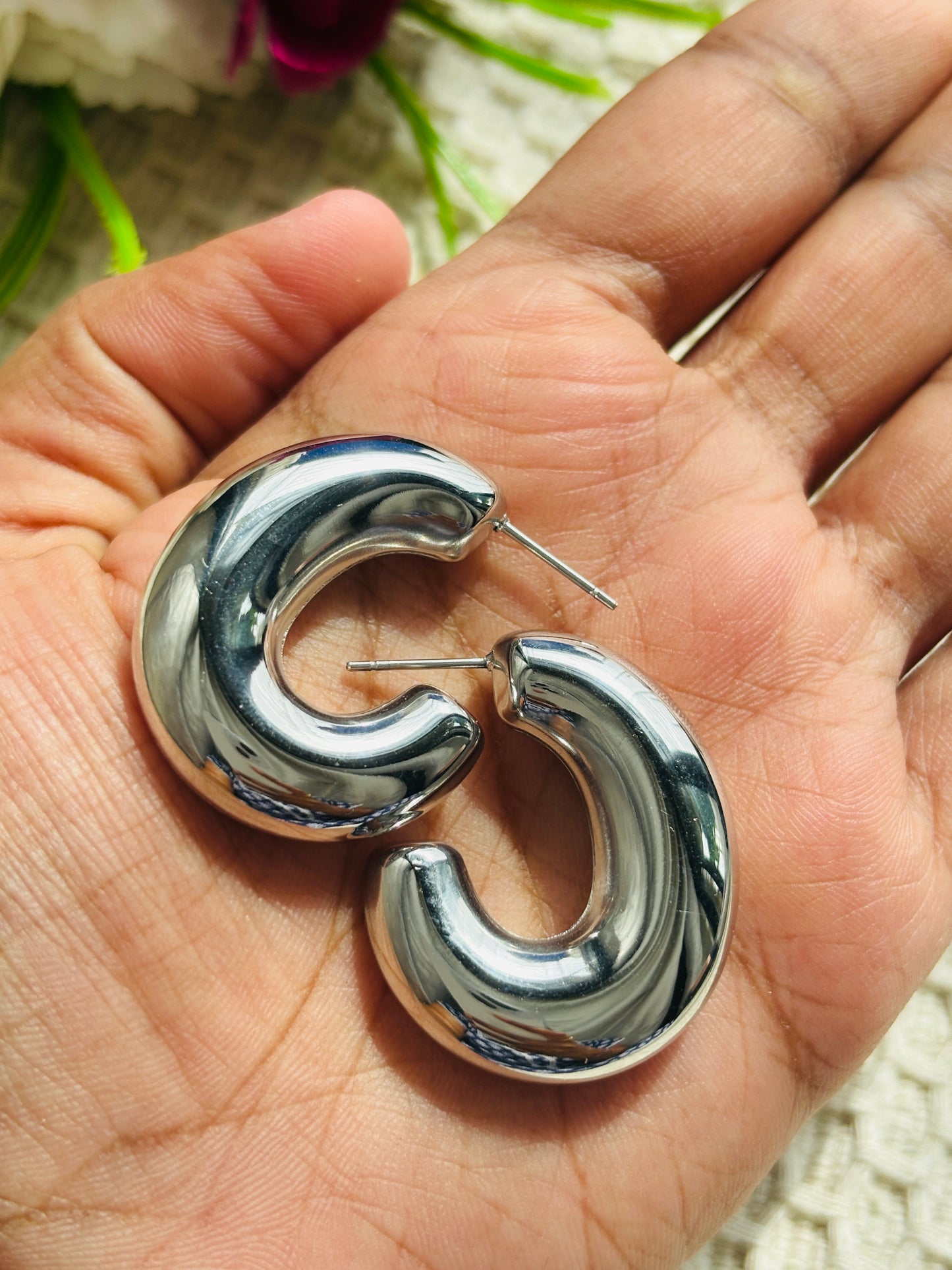 Silver Half Hoops