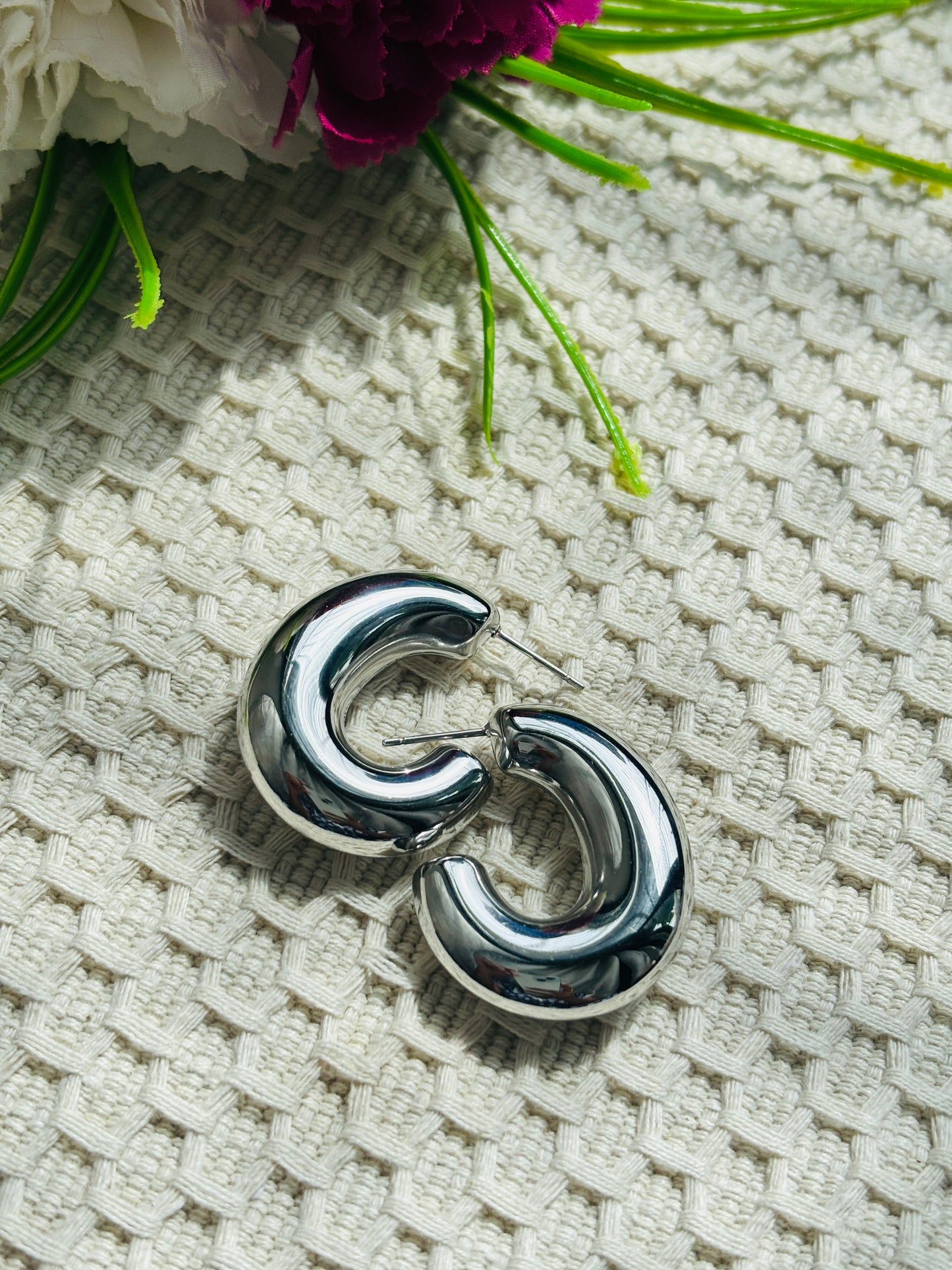 Silver Half Hoops