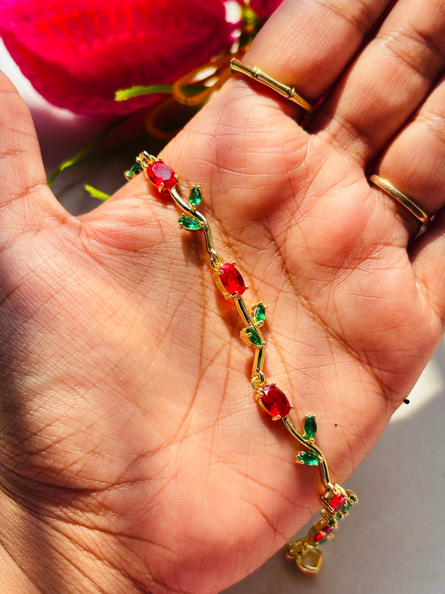 Tulip Bracelet - Red & Green