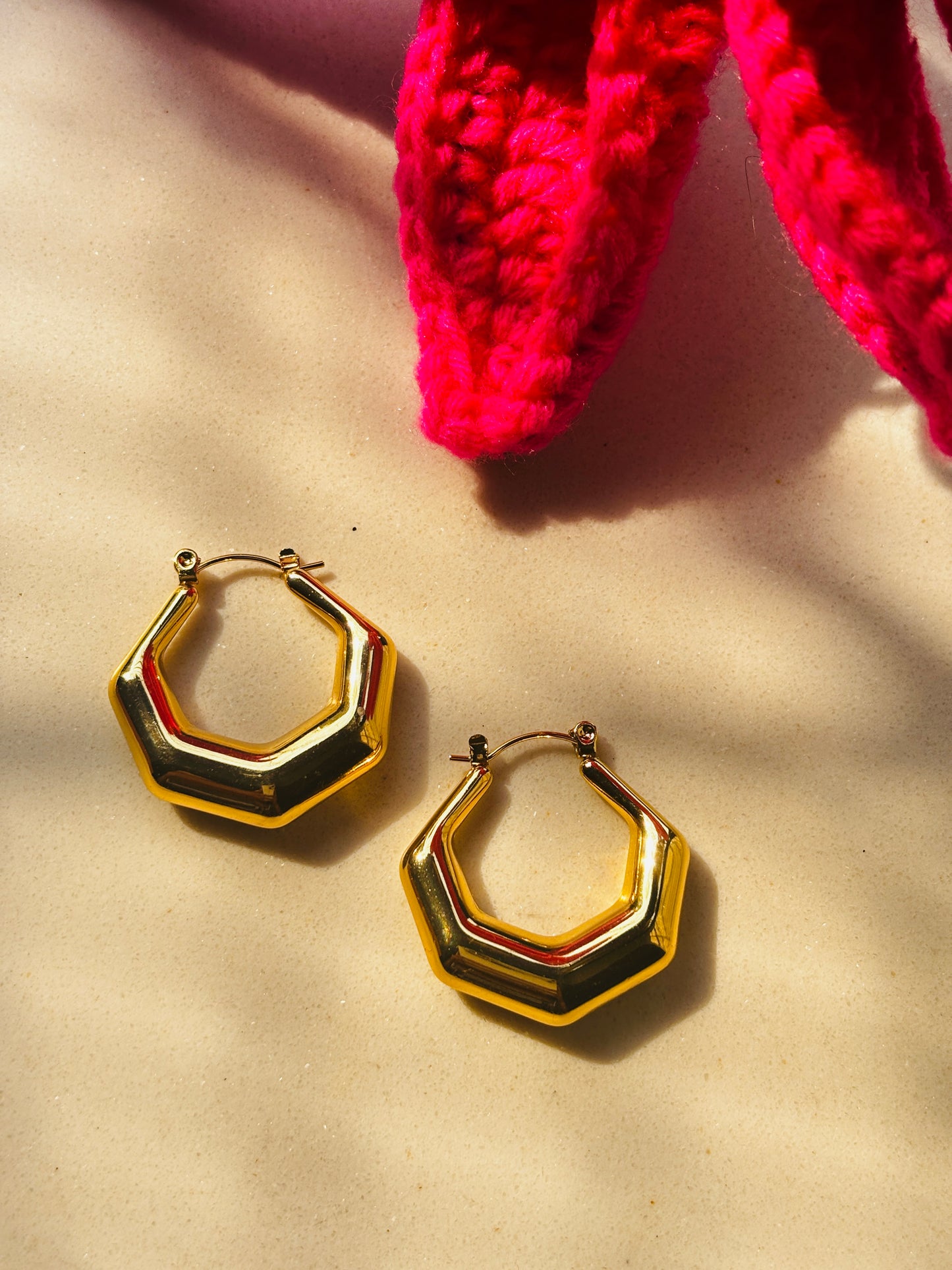 Chunky Hexagon Hoop Earrings