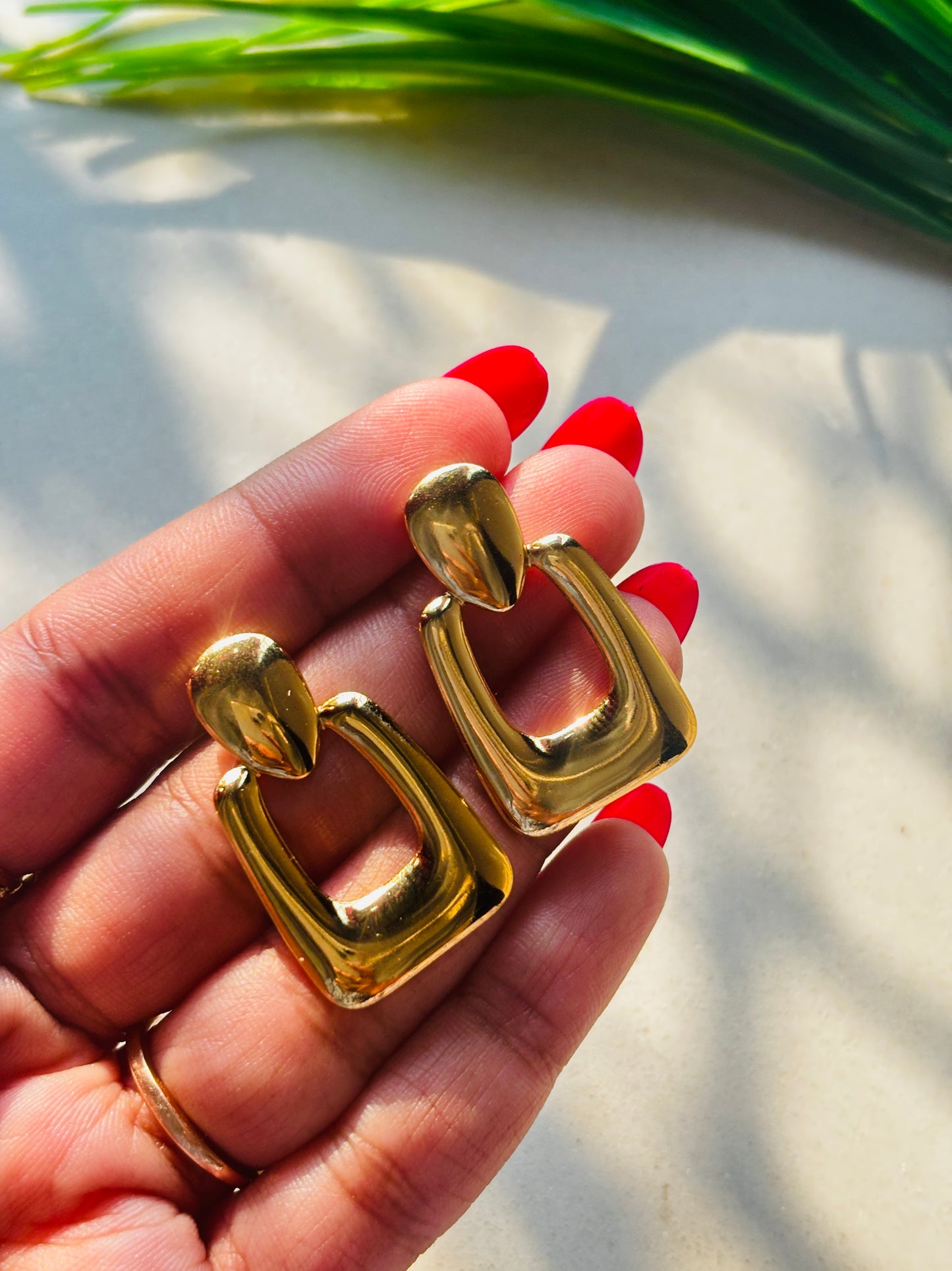 Hallow Square Gold Dangles