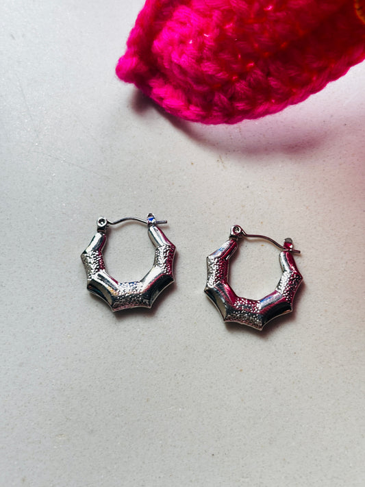Chrome Bamboo Hoops - Silver