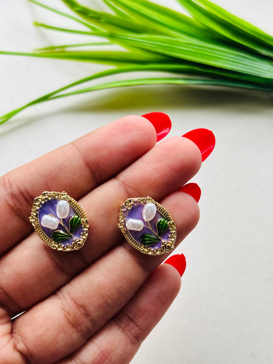Vintage Purple Tulip Studs
