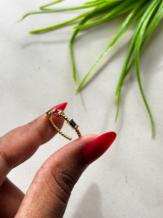 Multi Gem Baguette Stacking Ring