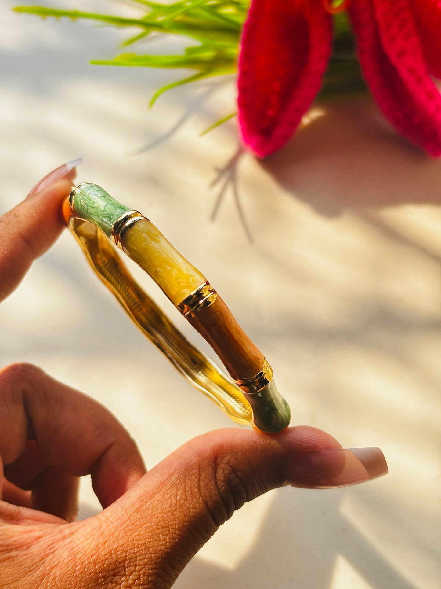 Jade Bamboo Bangle Bracelet