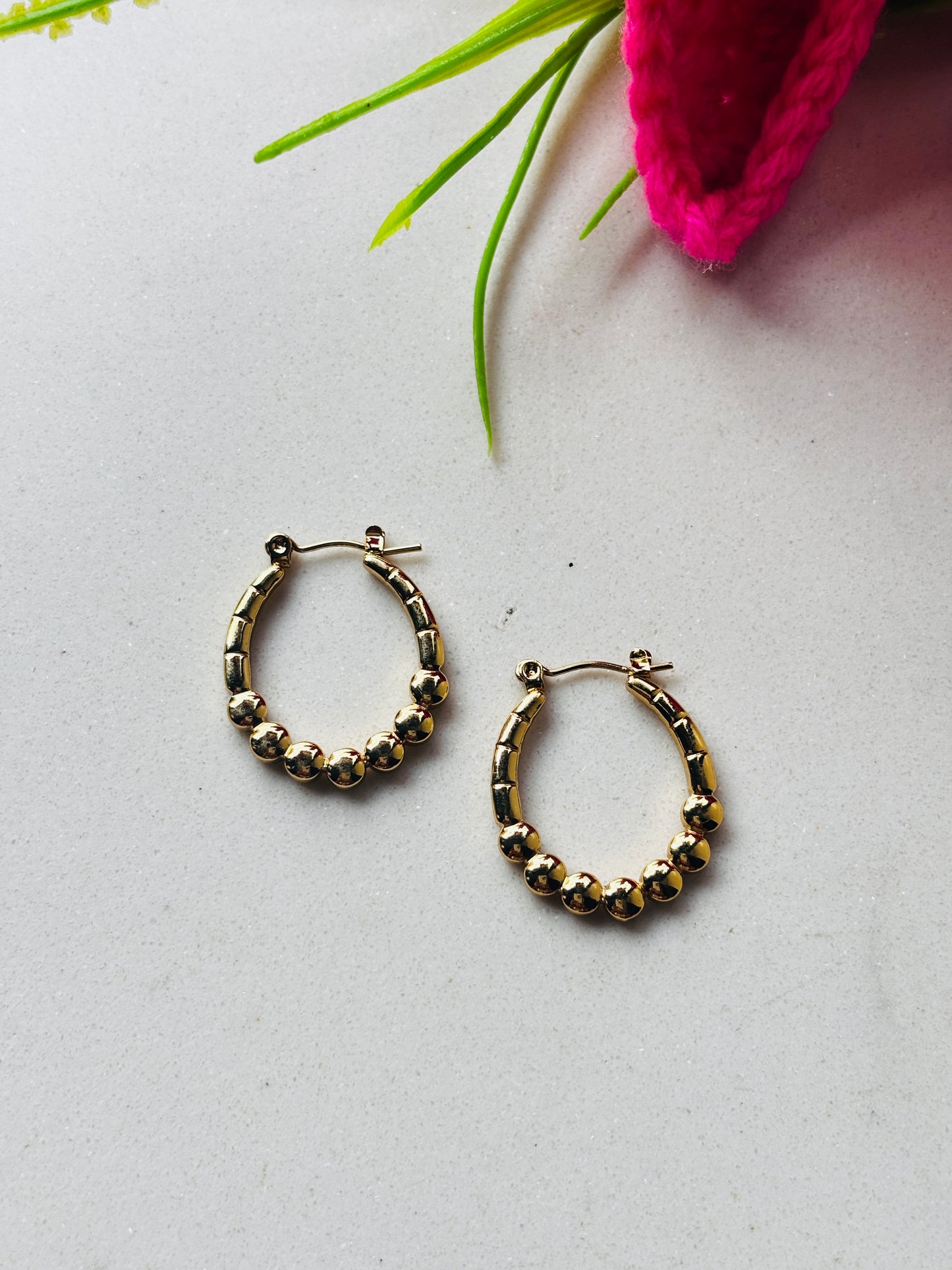 Textured Crescent Hoops Earrings