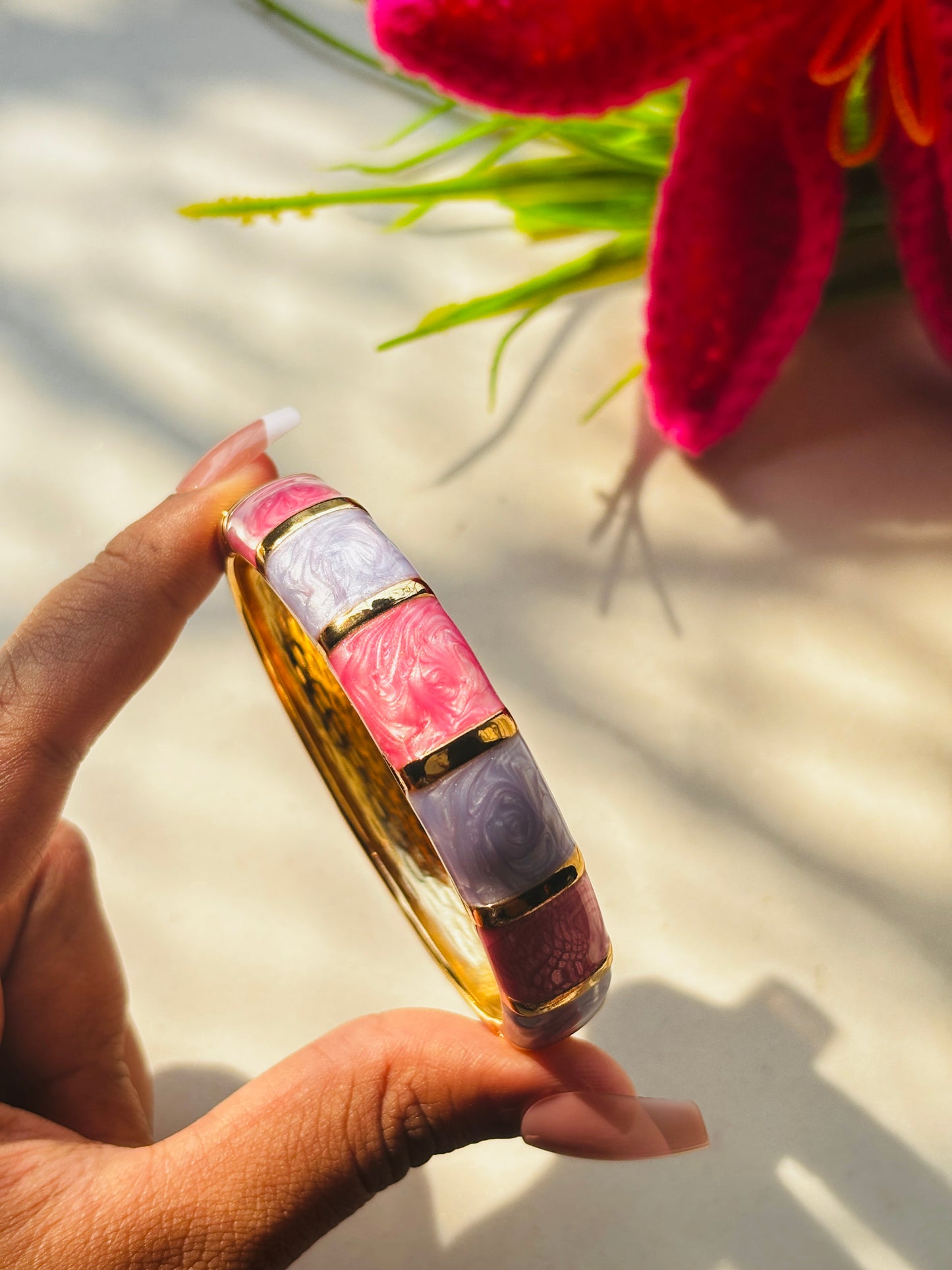 Pink & Purple Enamel Bangle Bracelet
