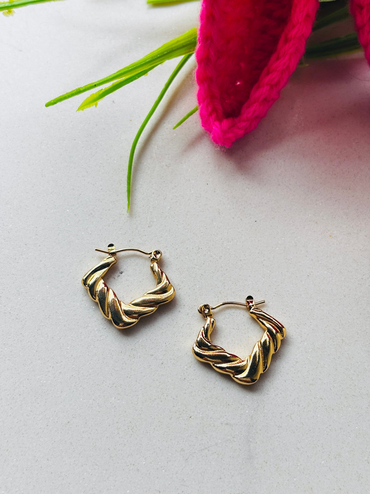 Gold Croissant Hoops Earrings