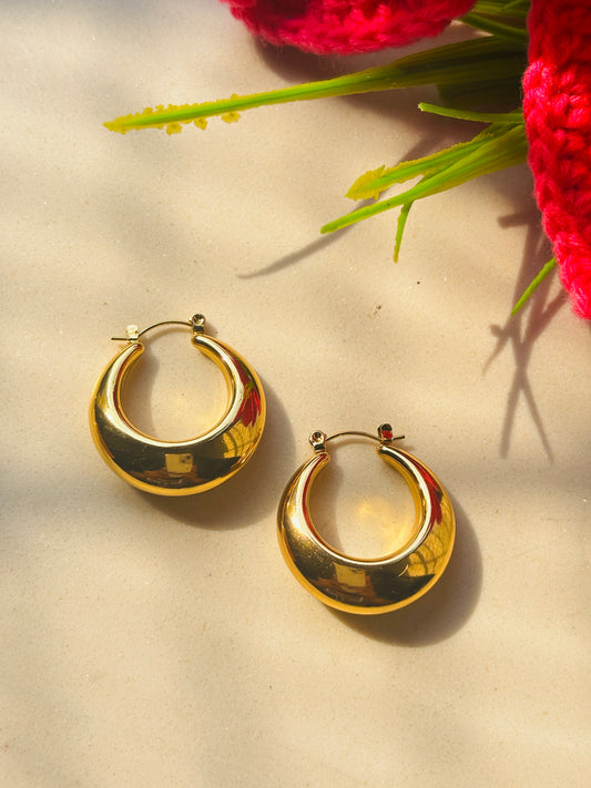 Gold Thick Hoop Earrings