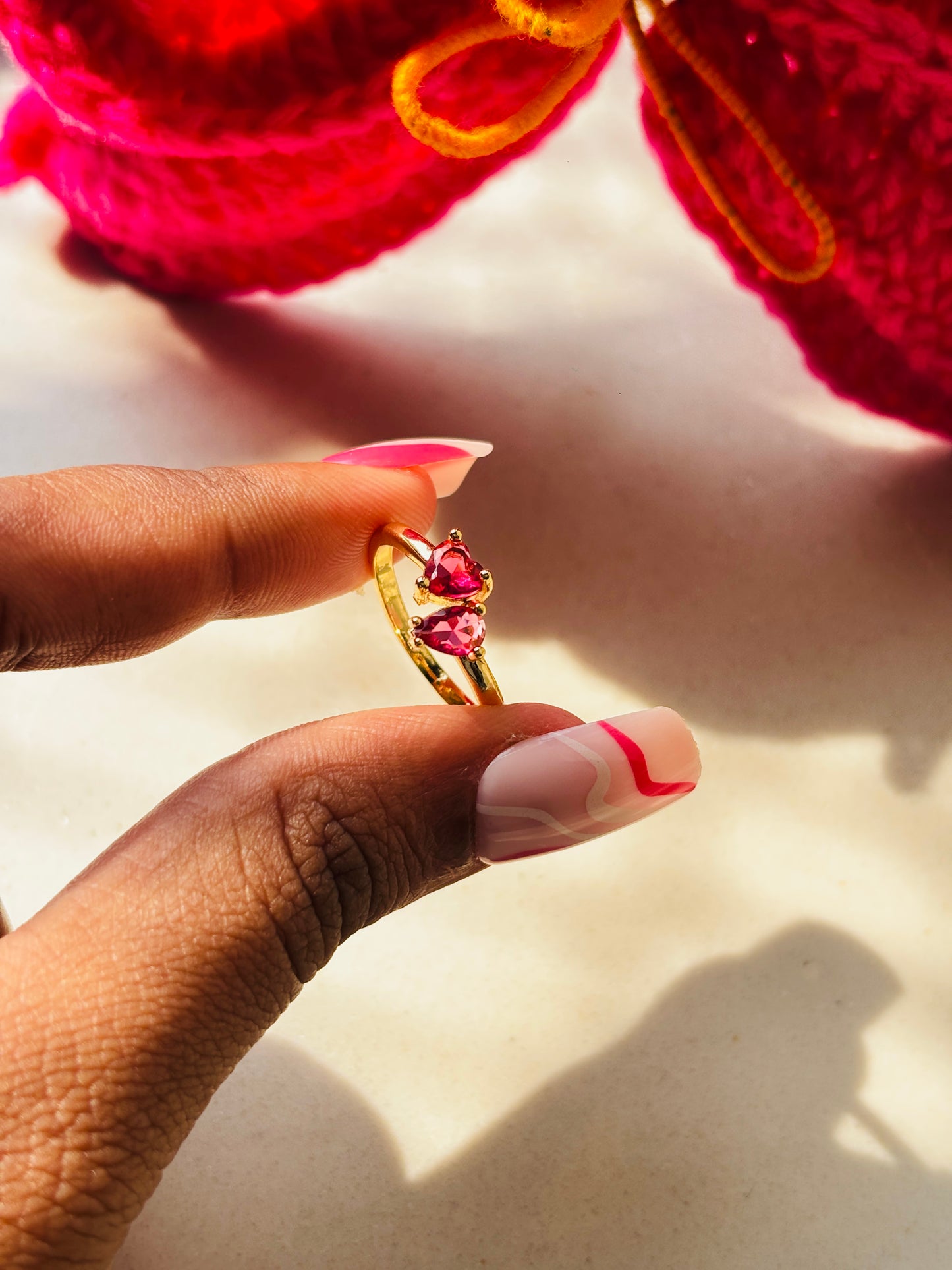 Leaf & Dewdrop Ring - Rose Quartz