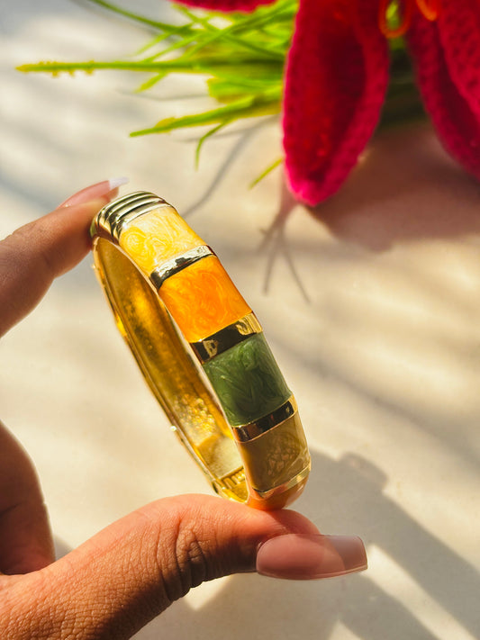 Segmented Multi-Color Enamel Bangle Bracelet