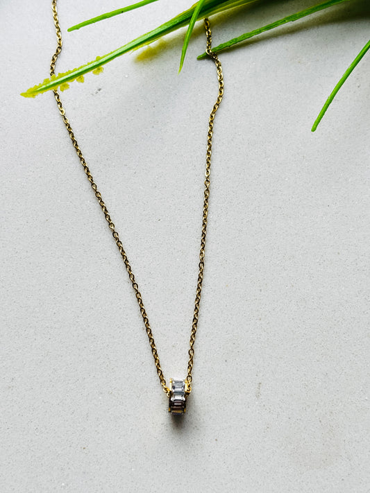 Baguette-Cut Diamond Pendant Necklace