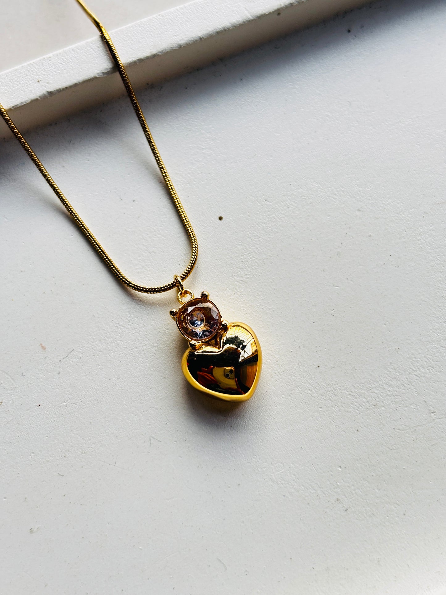 Studded Heart Drop Necklace