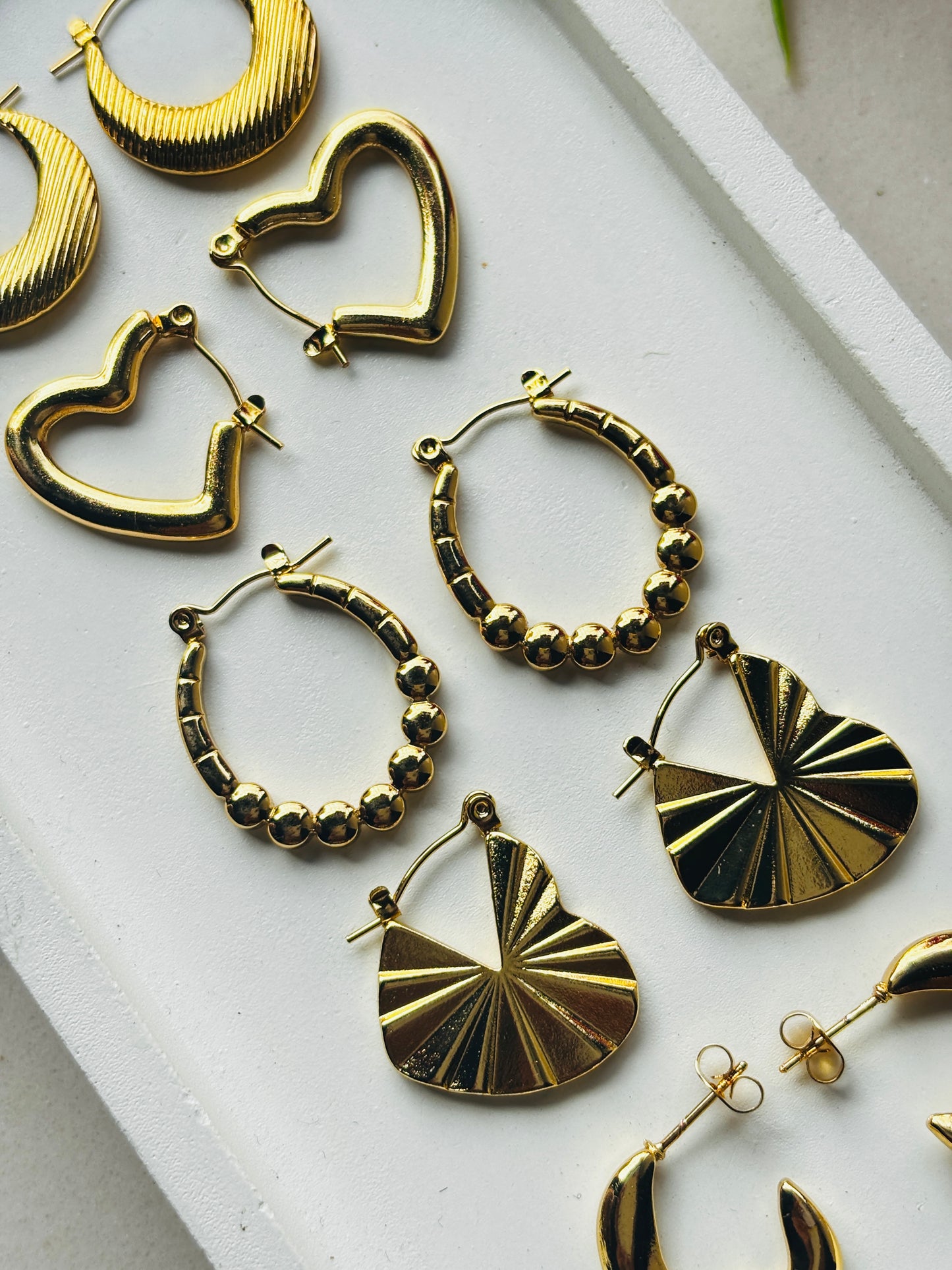 Textured Crescent Hoops Earrings