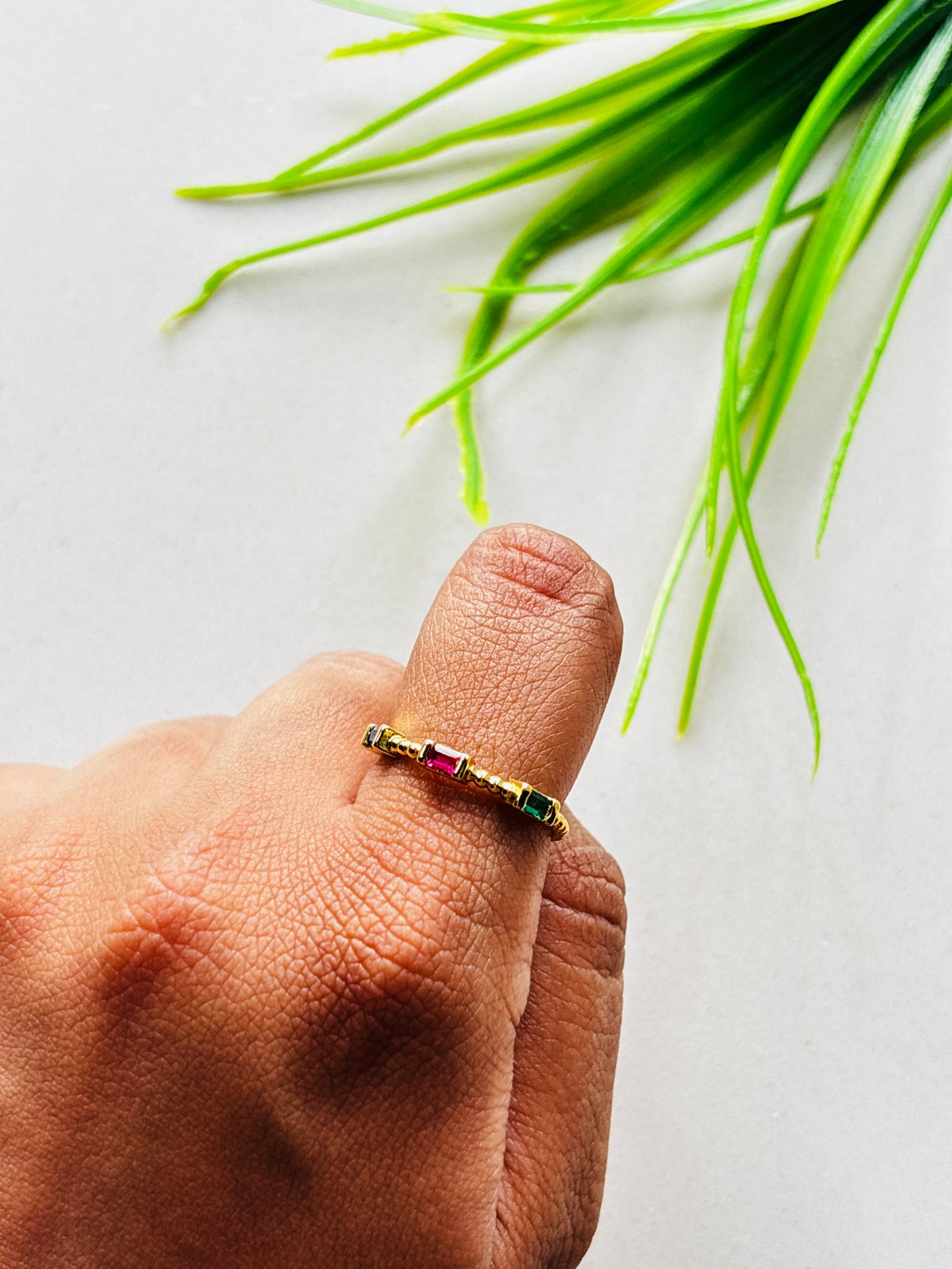 Multi Gem Baguette Stacking Ring