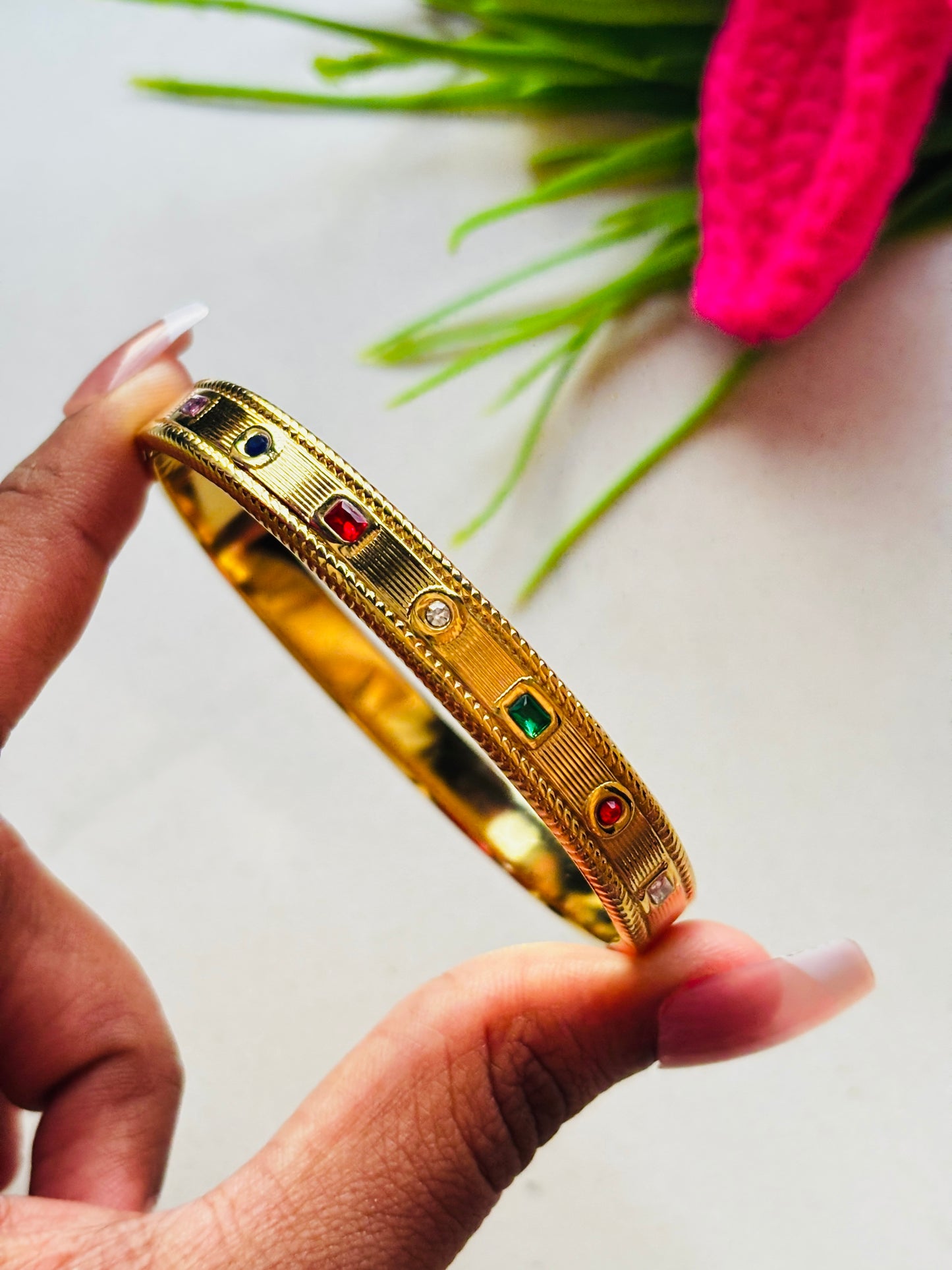 Gold Plated Multi-Gem Kada