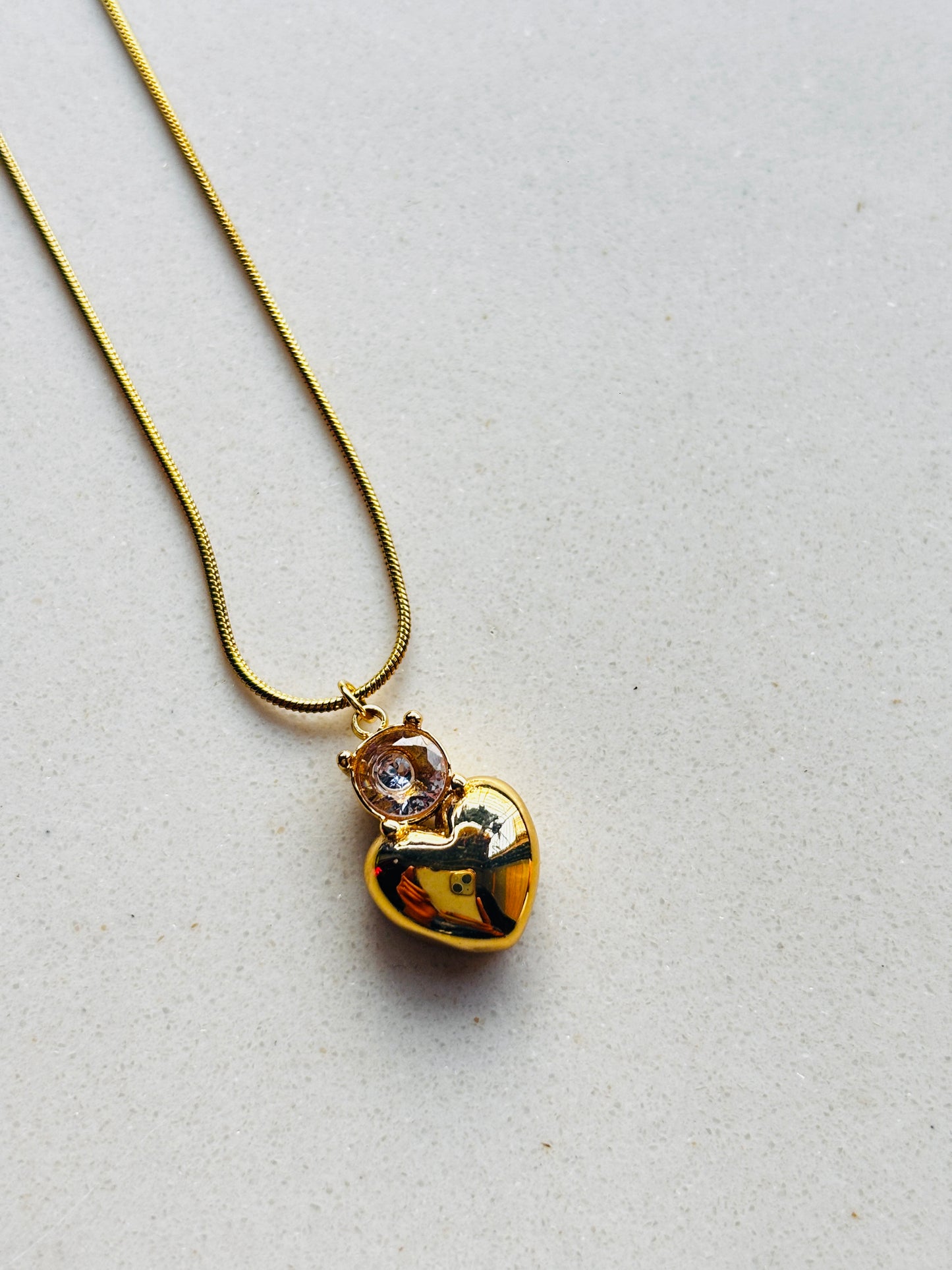 Studded Heart Drop Necklace