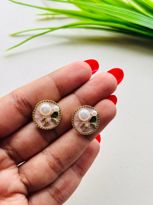 Vintage Pink Pearl Studs
