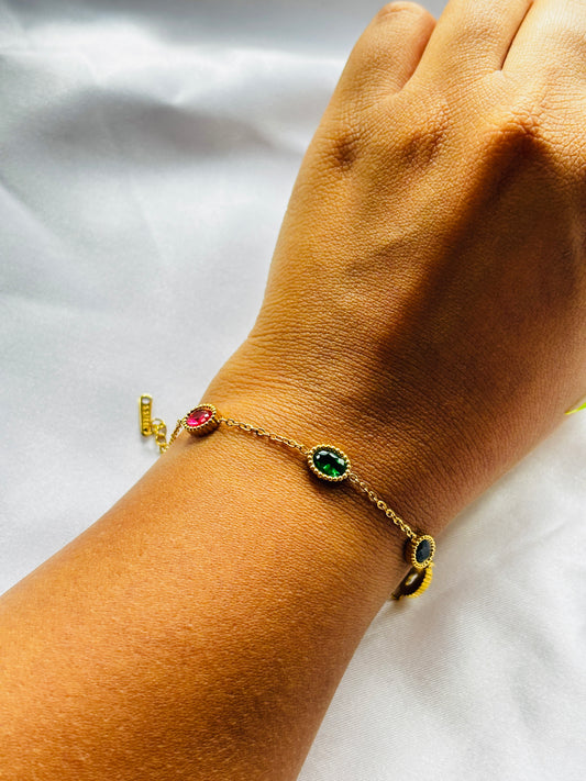 Multi stone minimal Chain Bracelet