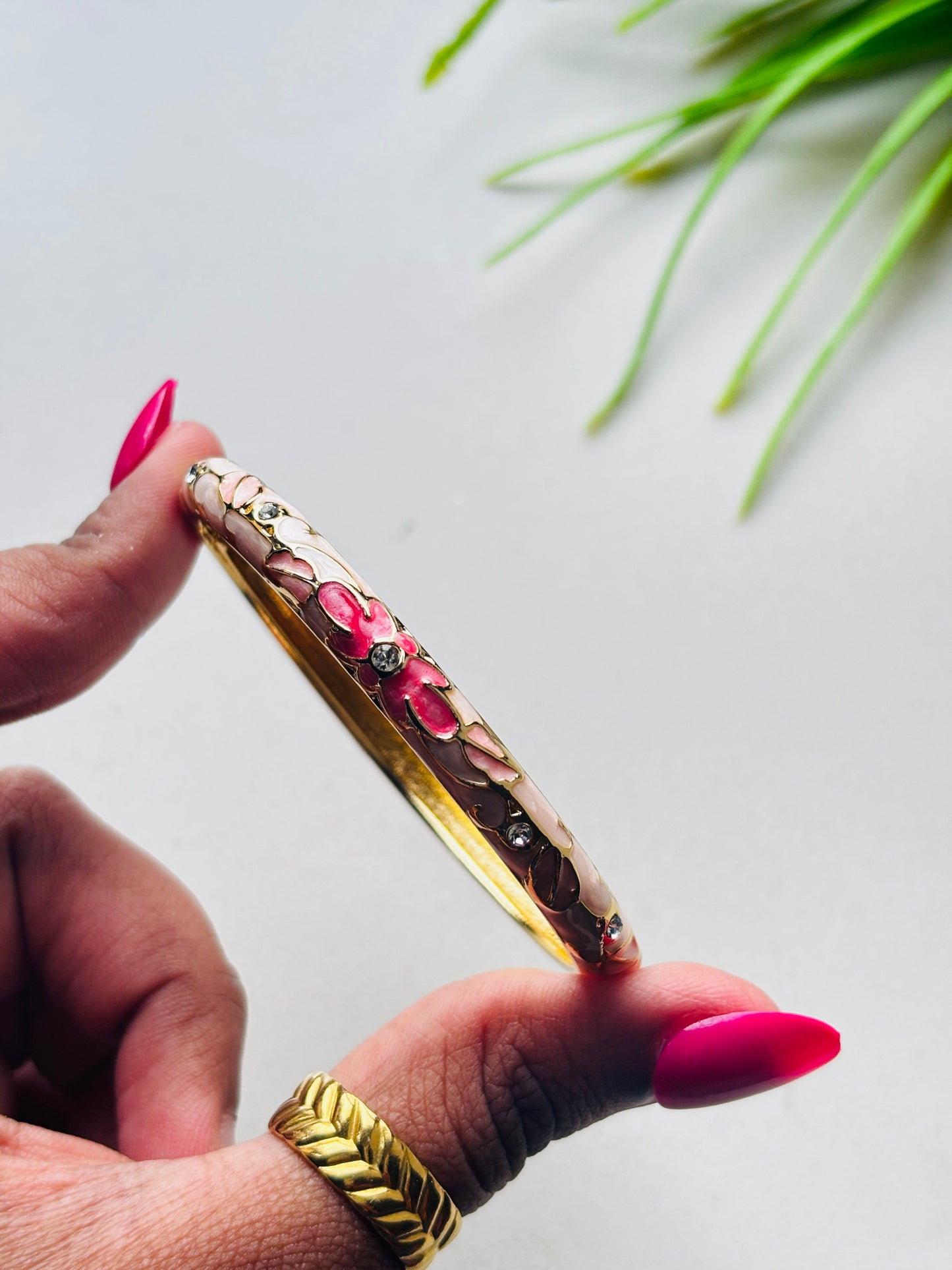 Pink Enamel Meena Kada