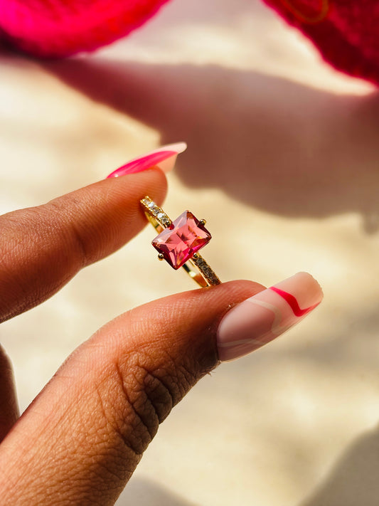 Rose Quartz Aura Stone Ring