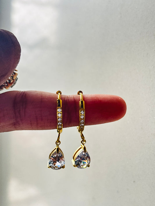 Teardrop Cubic Zicornia Hoop Earrings