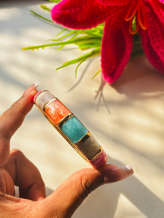 Multi-Color Enamel Bangle Bracelet