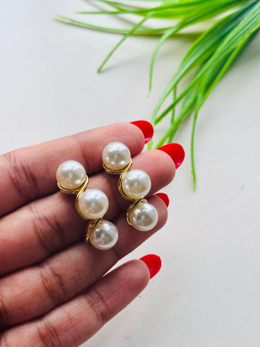 Pearl Half Hoops