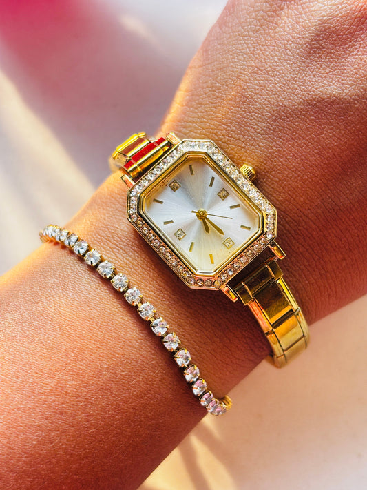 White Gold Adjustable  Vintage Watch