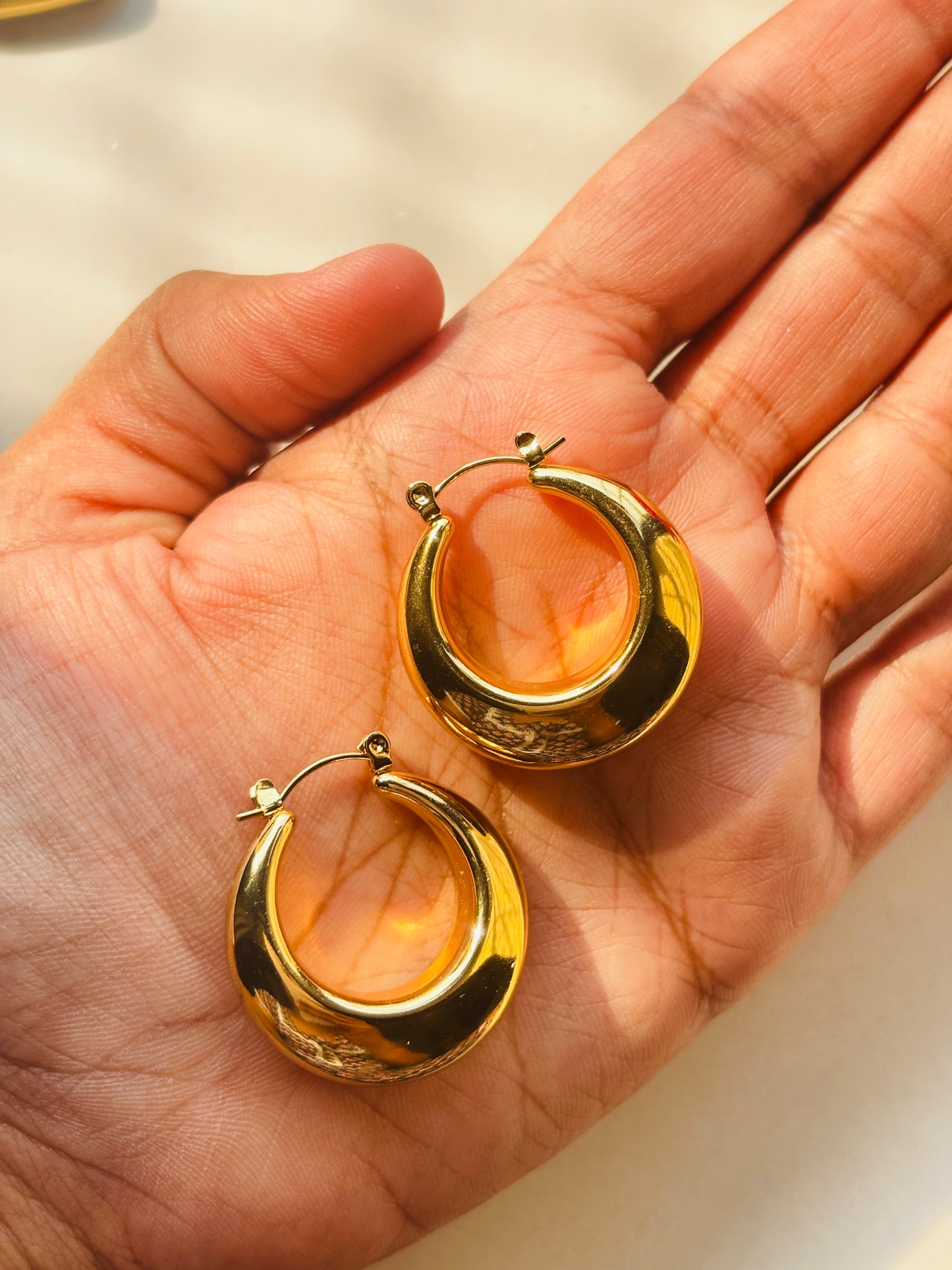 Gold Thick Hoop Earrings