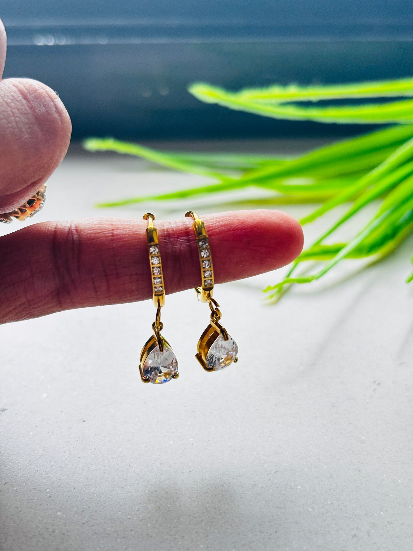 Teardrop Cubic Zicornia Hoop Earrings