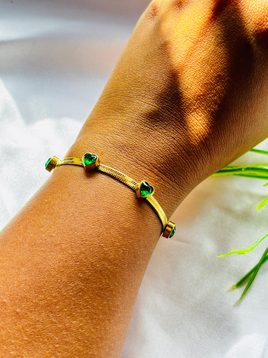 Emerald Snake Chain Bracelet