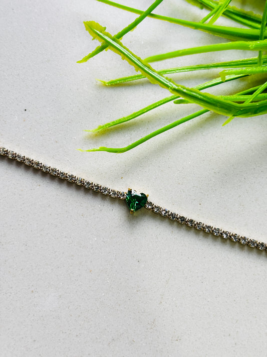 Green Heart Tennis Bracelet