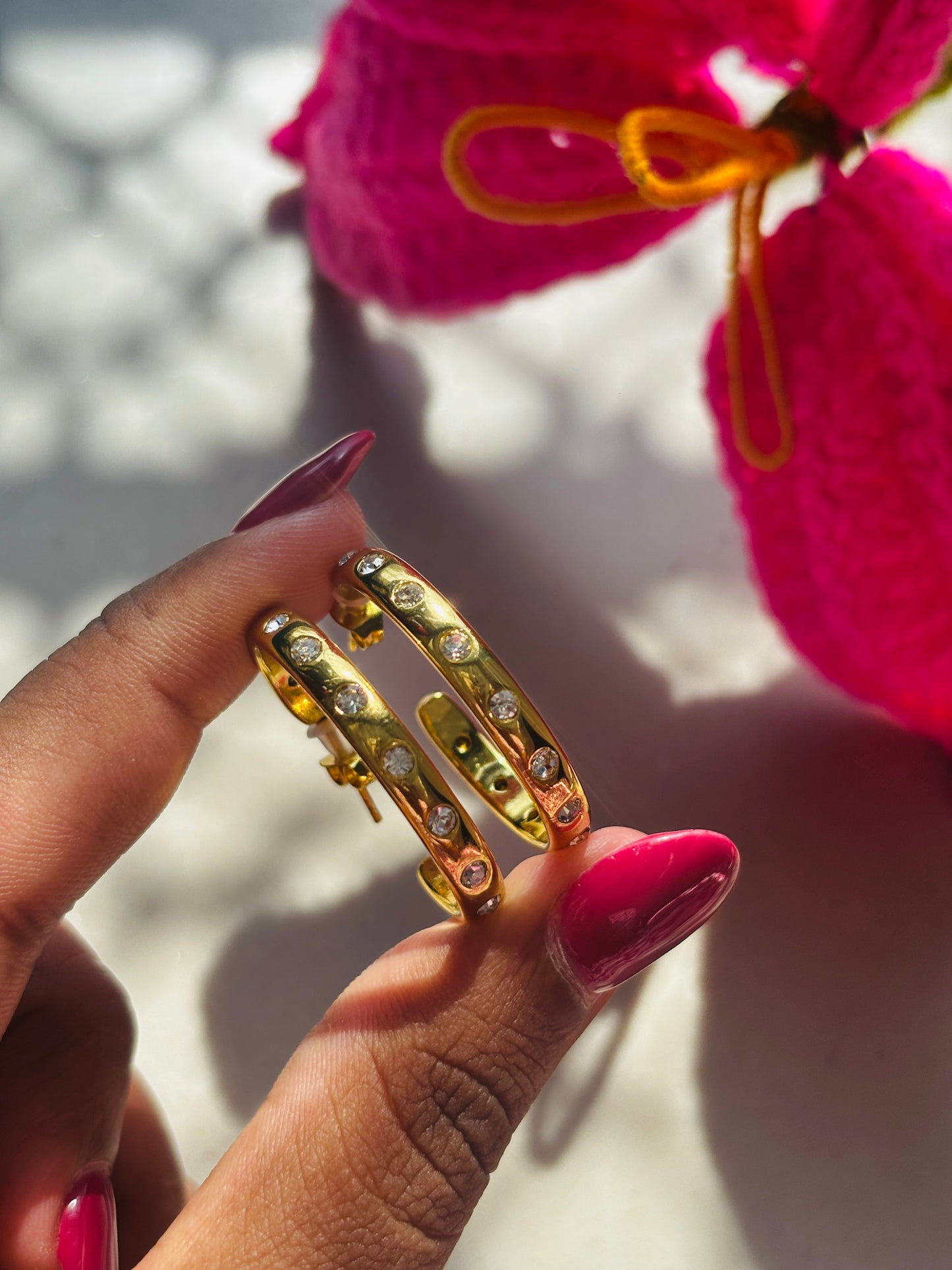 Studded Semi Hoops - Medium Size