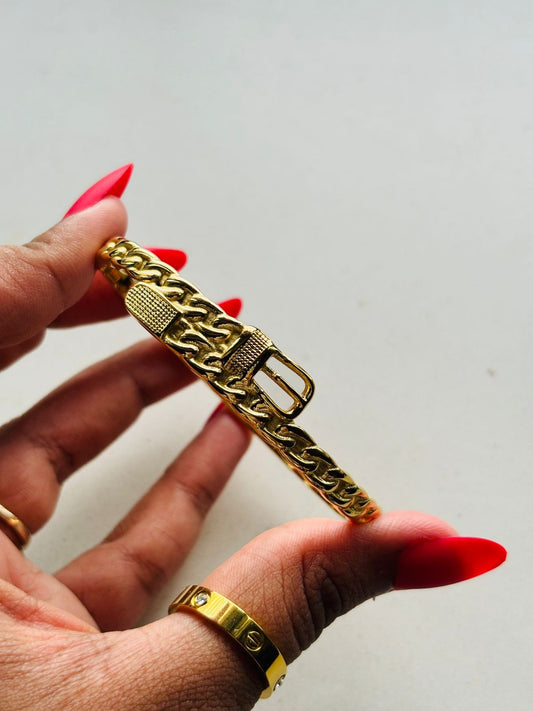 Gold Chain-Link Belt Buckle Bangle