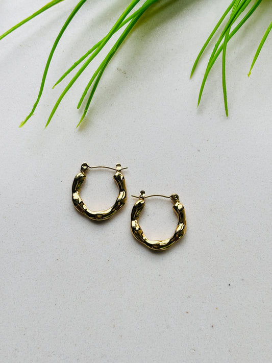 Textured Mini Gold Hoop Earrings