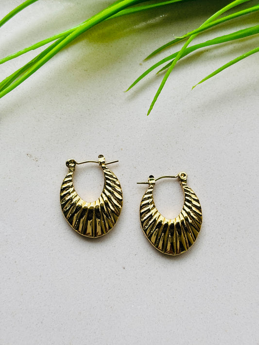 Radiant Groove Textured Gold Hoop Earrings