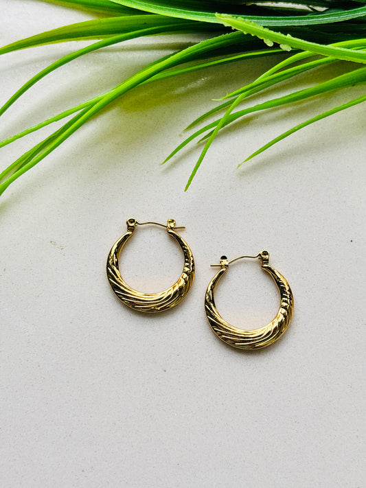 Textured 18K Gold-Plated Hoop Earrings